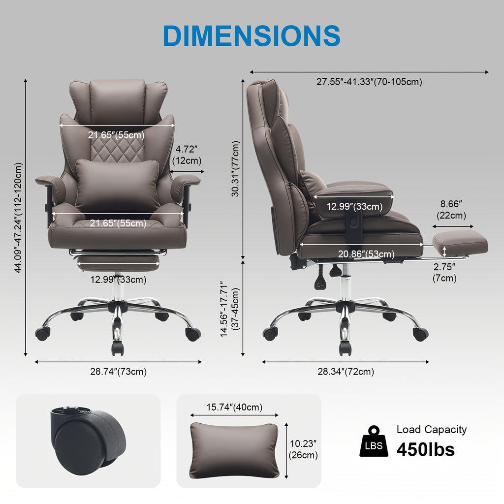 Chaise de bureau ergonomique grande et haute avec reposepieds trs large et support lombaire accoudoirs fixes souples chaise de bureau confortable pour la maison ou le bureau