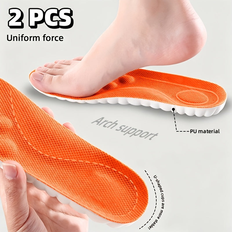 Lot de 2 semelles intrieures avec soutien de la vote plantaire et absorption des chocs  Inserts amortissants en PU adapts aux baskets  la position debout  Semelles respirantes  haute lasticit pour le sport pour de longues heures de station debo