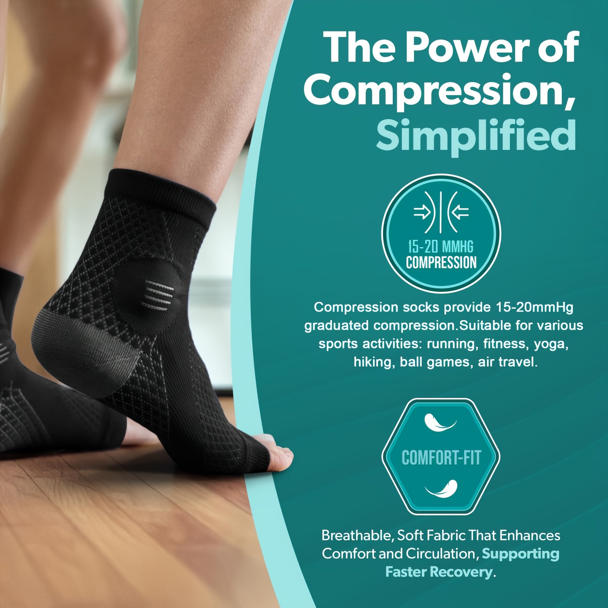 2 Paires de Chaussettes de Compression pour la Cheville avec Support de la Vote Plantaire et Stabilit Manchons de Pied  Pression avec Design Ouvert  ProtgePieds lastiques Respirants Adapts au Port Quotidien et aux Activits Sportives en Extrieu