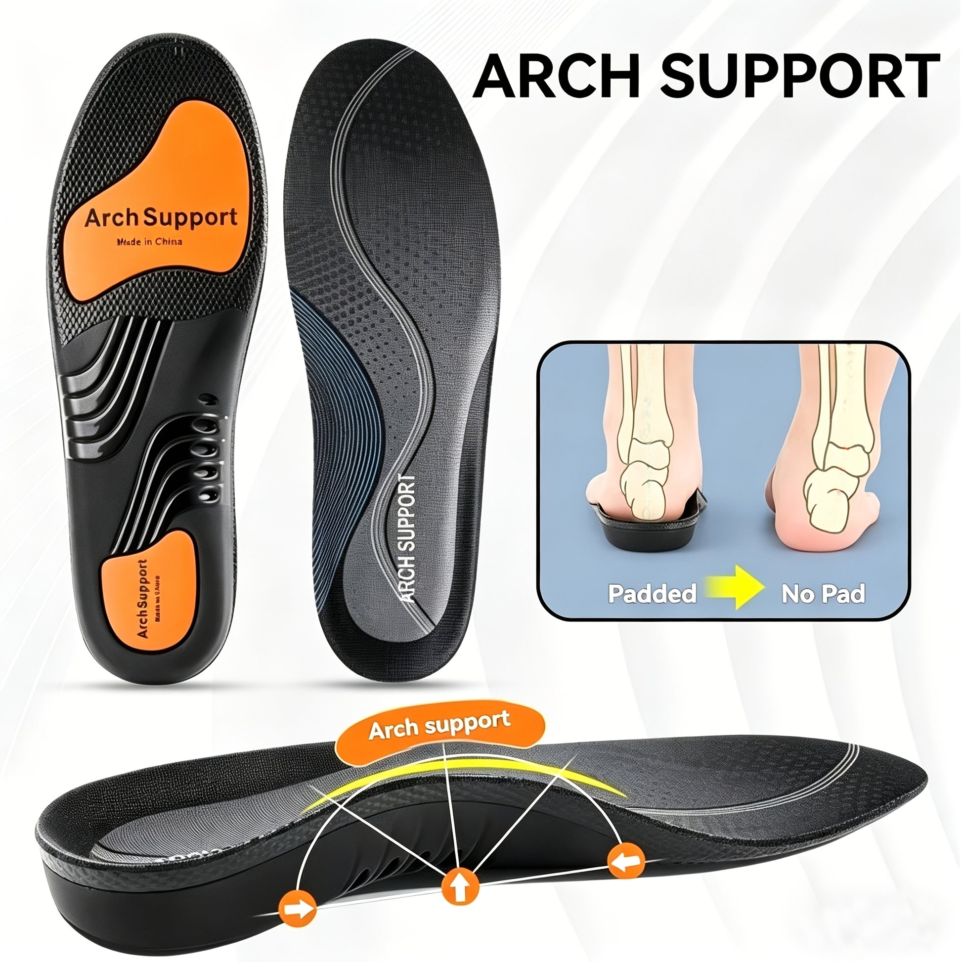 Une paire de semelles orthopdiques avec support de la vote plantaire haute lasticit absorption de la transpiration et respirantes adaptes aux hommes et aux femmes conues pour le sport avec des caractristiques dabsorption des chocs et une fonct