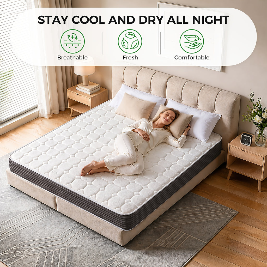 Matelas Hybride 20Cm DoubleQueen Size Matelas en Mousse  Mmoire de Forme et  Ressorts de Poche Sens de Fermet Moyen Matelas de Lit Orthopdique Respirant en Bote