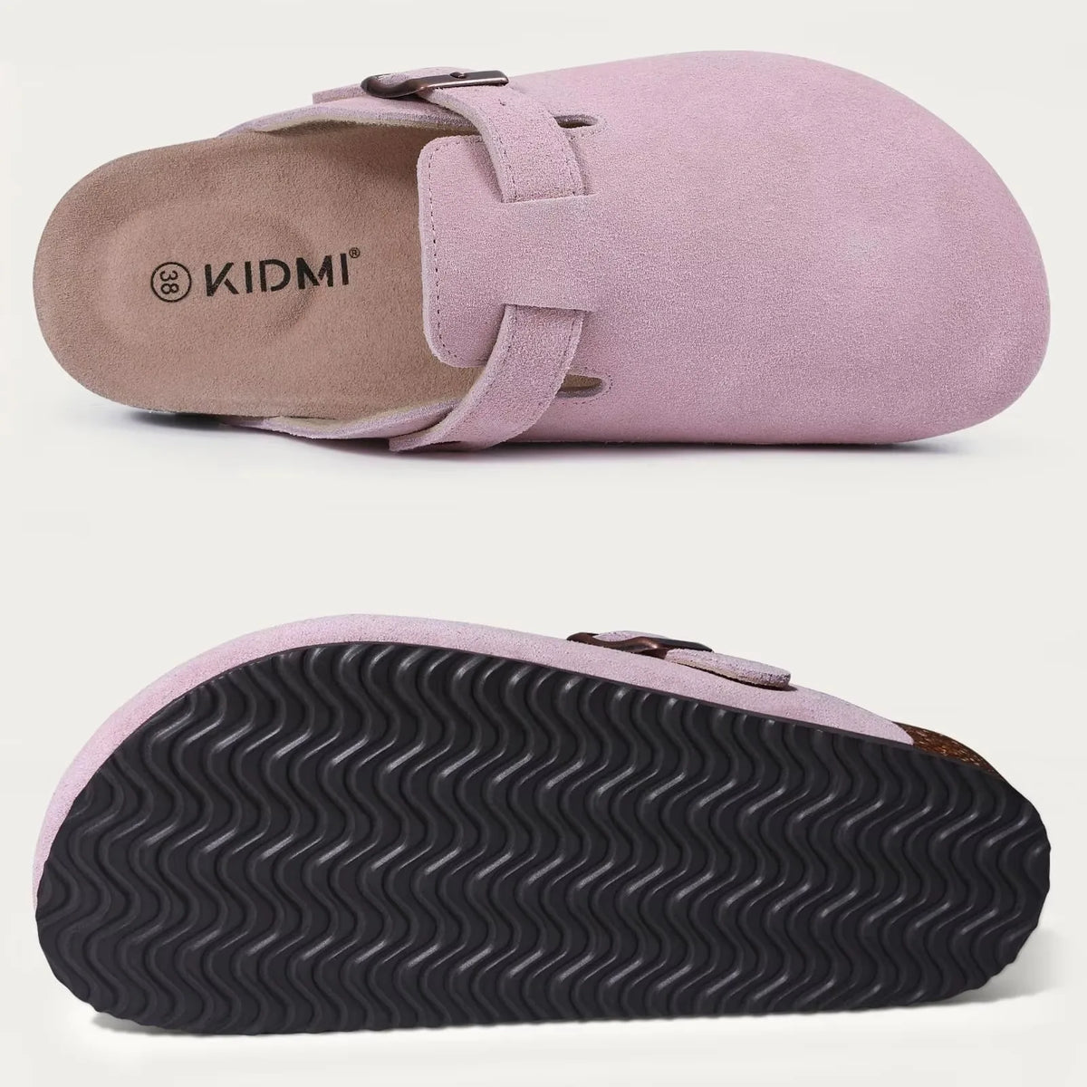 Sabot orthopédique femme en cuir, rose sans sangle
