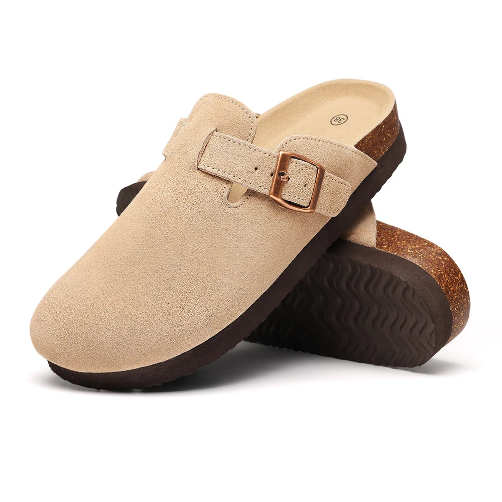 Sabot orthopédique femme en suède, beige