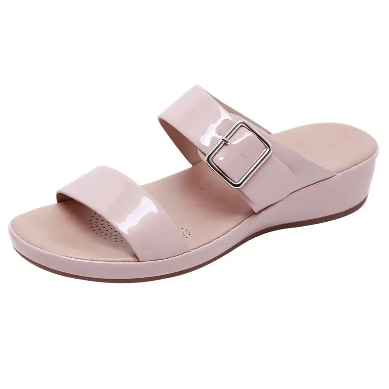 Sandale orthopédique femme à boucle, rose