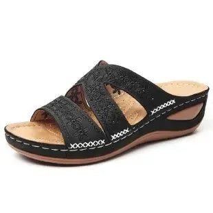 Sandale orthopédique femme compensée, noir