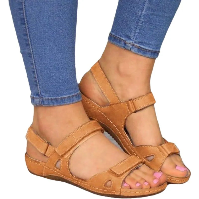 Sandale orthopédique femme plate, bout ouvert confort