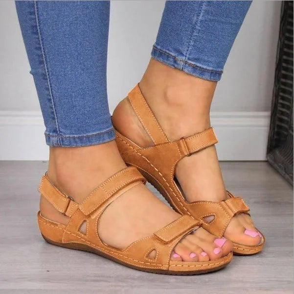 Sandale orthopédique femme plate, marron