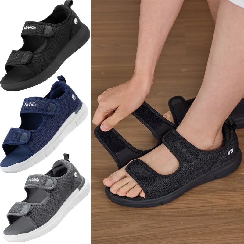 Sandale orthopédique homme fasciite plantaire, pied large et soutien