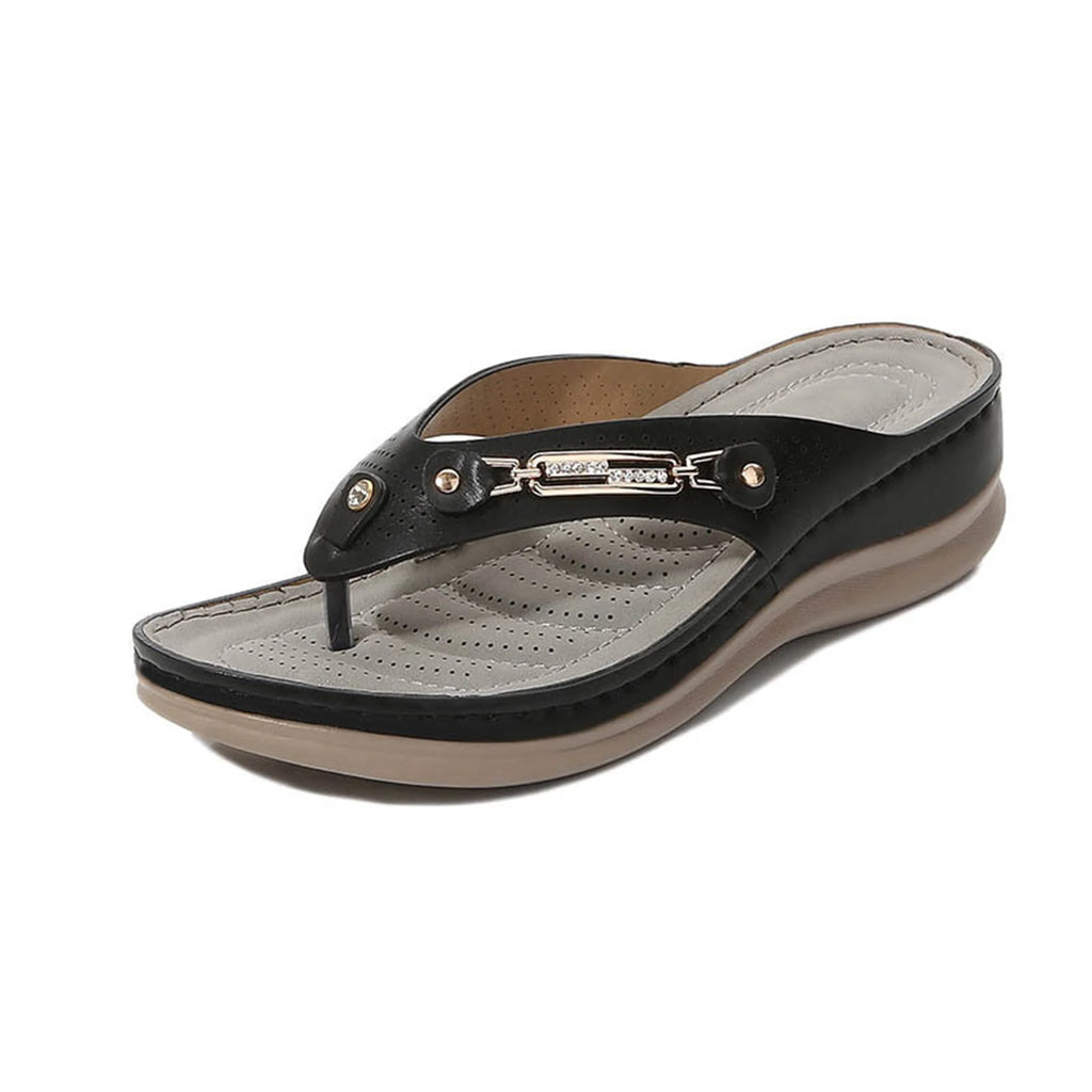 Tong orthopédique femme pour fasciite plantaire, noir